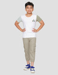 Little M Color Block Sleeve Embro Dino Boys T-Shirt