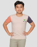 Little M Color Block Sleeve Embro Dino Kaos Anak Laki-Laki
