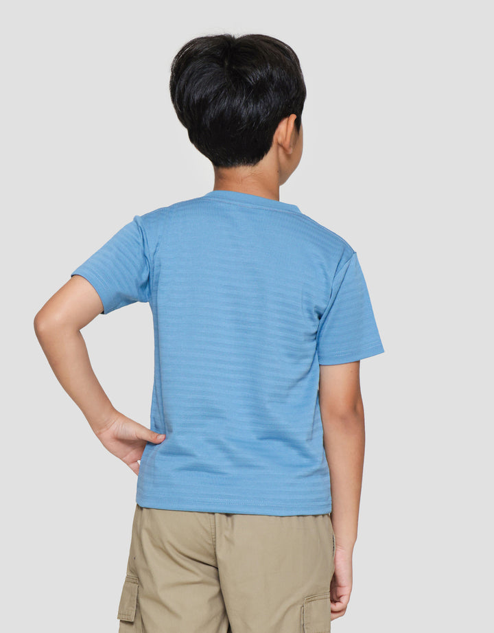 Little M Henley Texture Stripe Print Kaos Anak Laki-laki