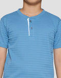 Little M Henley Texture Stripe Print Kaos Anak Laki-laki