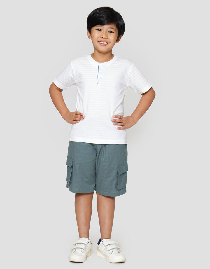 Little M Henley Texture Stripe Kaos Anak Laki-laki