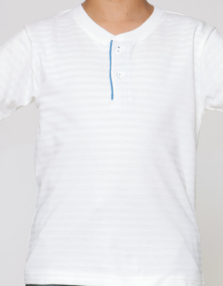 Little M Henley Texture Stripe Kaos Anak Laki-laki