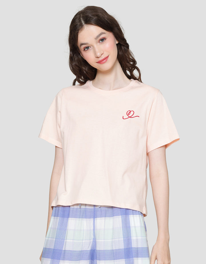 Nevada Heart Print Atasan Piyama Wanita