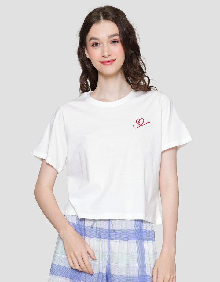 Nevada Heart Print Atasan Piyama Wanita