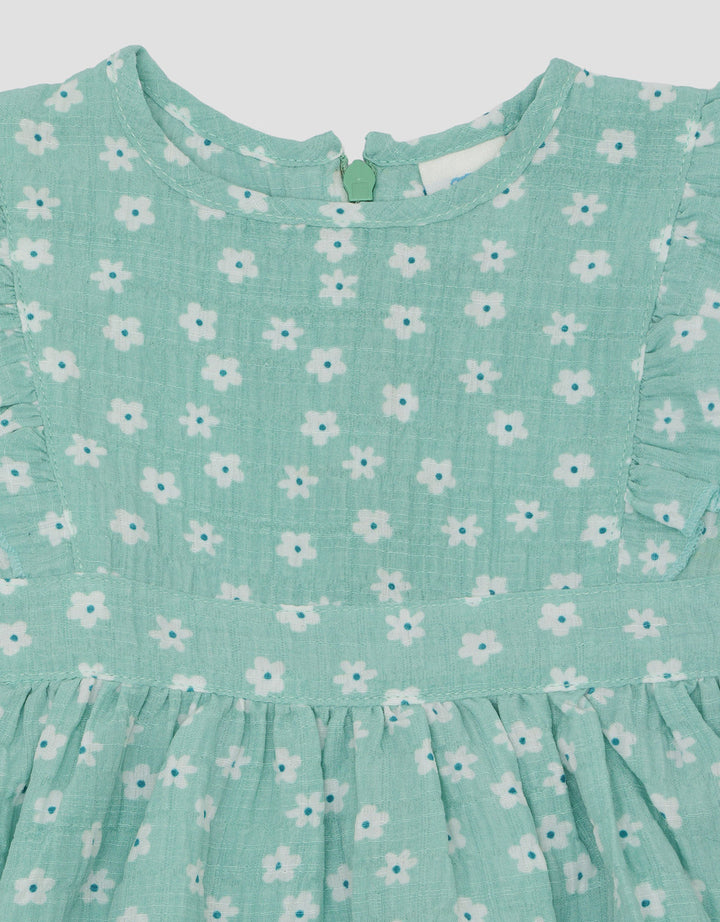 Pipiniko Crinkle Aop Flower Dress Bayi