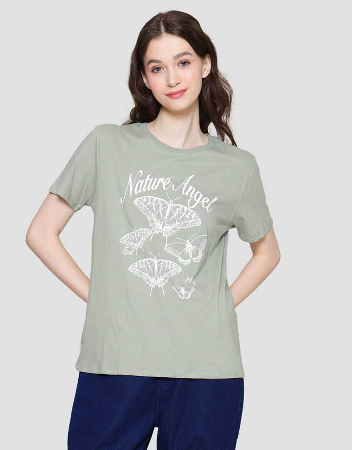 Nevada Print Nature Angel Kaos Lengan Pendek Wanita