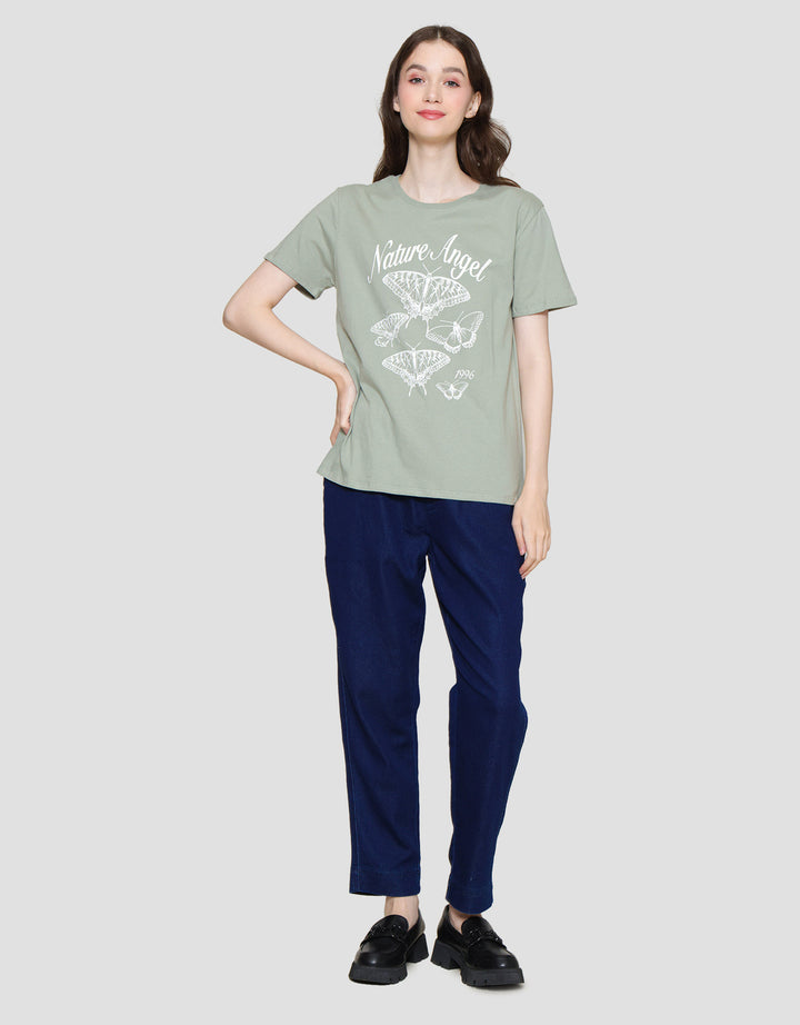 Nevada Print Nature Angel Kaos Lengan Pendek Wanita