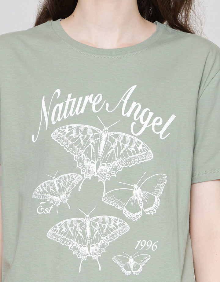 Nevada Print Nature Angel Kaos Lengan Pendek Wanita