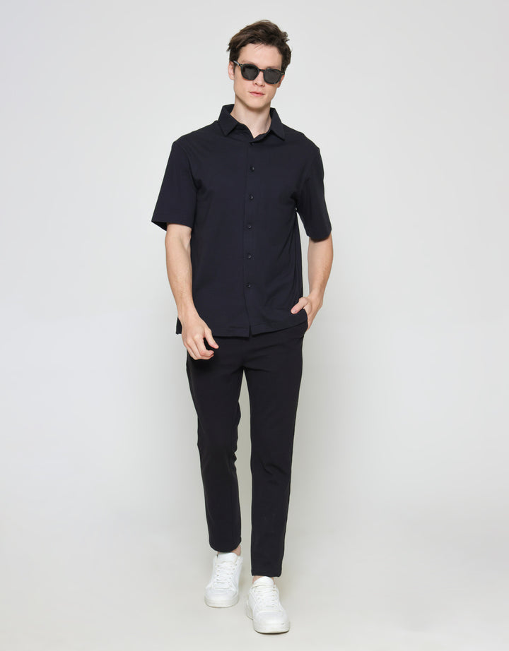 ZES Casual Sloid Basic Oliver Fit Kemeja Lengan Pendek Pria KMI403