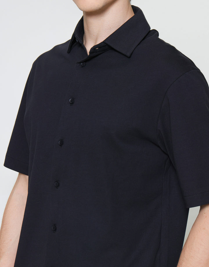 ZES Casual Sloid Basic Oliver Fit Kemeja Lengan Pendek Pria KMI403