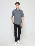 ZES Casual Sloid Basic Oliver Fit Kemeja Lengan Pendek Pria KMI403