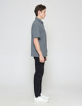 ZES Casual Sloid Basic Oliver Fit Kemeja Lengan Pendek Pria KMI403