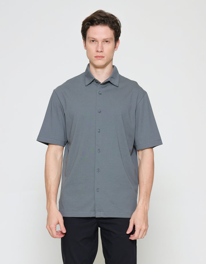 ZES Casual Sloid Basic Oliver Fit Kemeja Lengan Pendek Pria KMI403