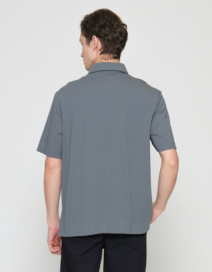 ZES Casual Sloid Basic Oliver Fit Kemeja Lengan Pendek Pria KMI403