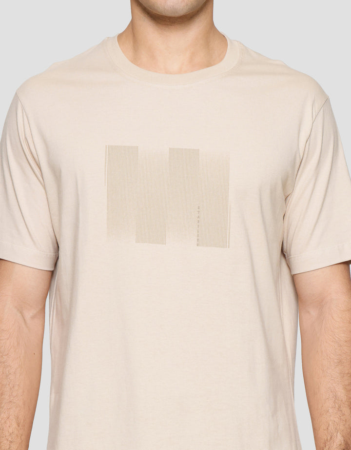 Cole Graphic Gradation Lines Print Kaos Lengan Pendek Pria