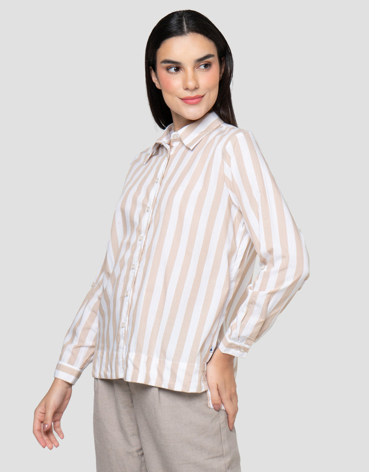 Cardinal Girl Print Stripes Kemeja Wanita