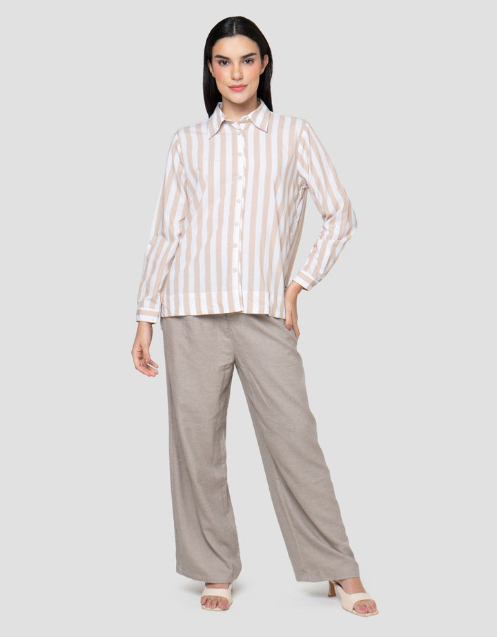 Cardinal Girl Print Stripes Kemeja Wanita