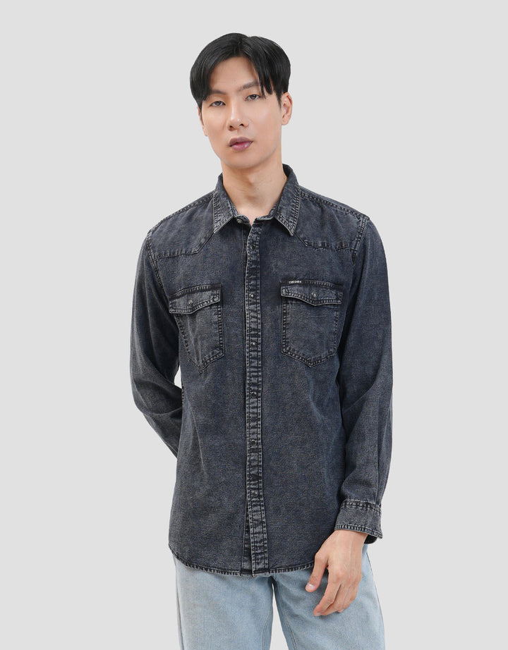 Gab's Urban Acid Wash Kemeja Denim Pria