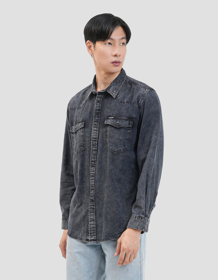 Gab's Urban Acid Wash Kemeja Denim Pria