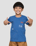 Little M Solid Combed Stitch Dino Kaos Lengan Pendek Anak Laki-laki