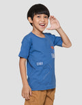 Little M Solid Combed Stitch Dino Kaos Lengan Pendek Anak Laki-laki