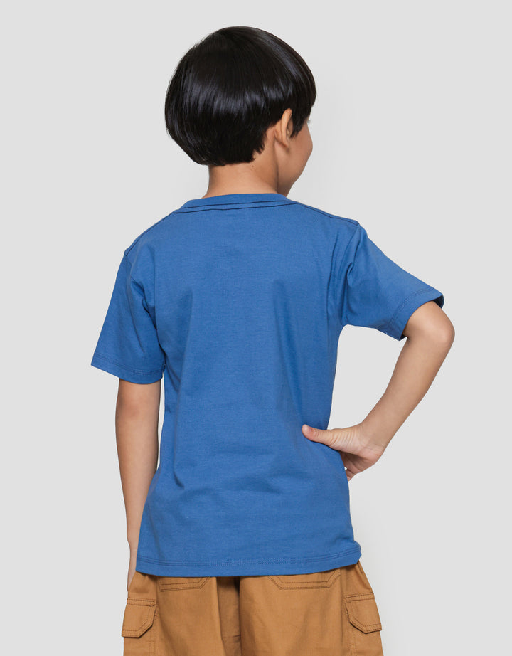 Little M Solid Combed Stitch Dino Kaos Lengan Pendek Anak Laki-laki