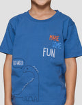 Little M Solid Combed Stitch Dino Kaos Lengan Pendek Anak Laki-laki