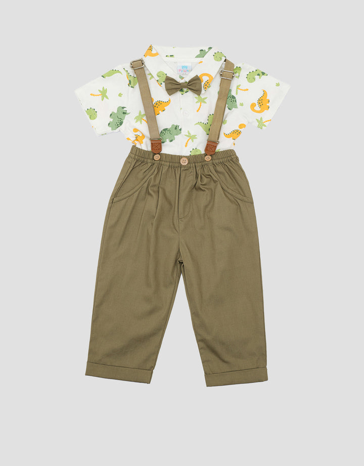 Pipiniko Dino Suspender Set Pakaian Anak Laki-laki