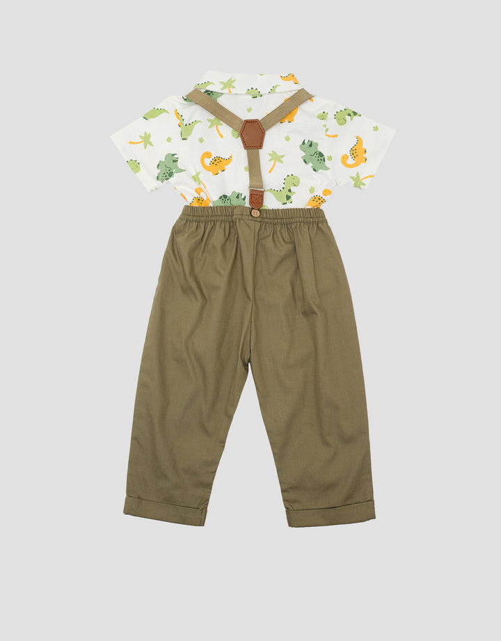 Pipiniko Dino Suspender Set Pakaian Anak Laki-laki