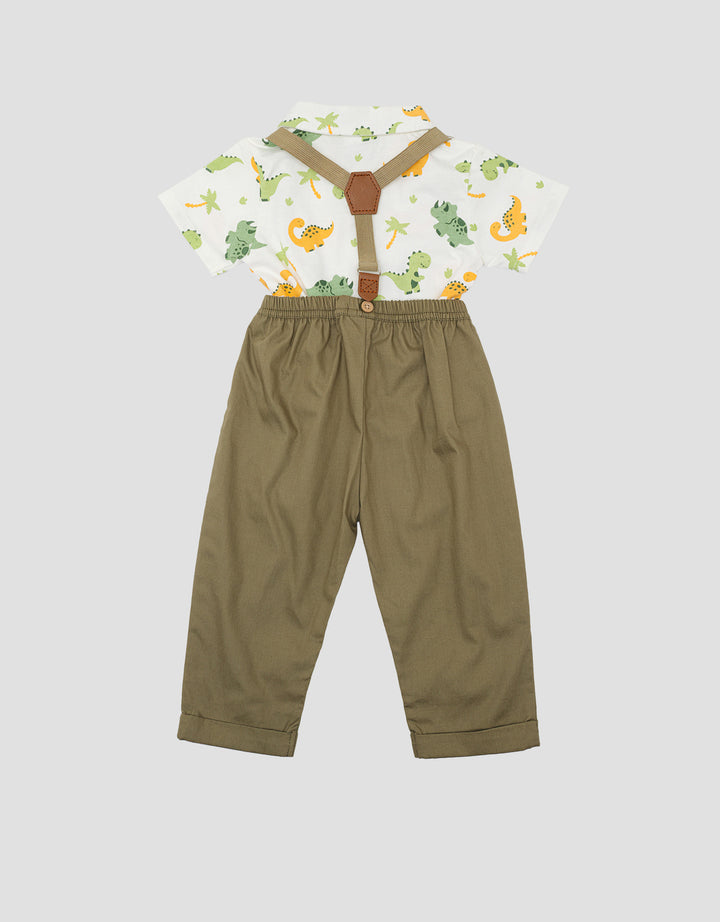 Pipiniko Dino Suspender Set Pakaian Anak Laki-laki