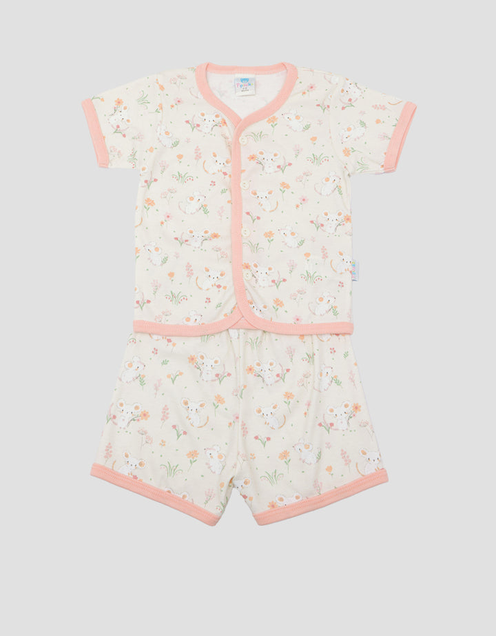 Pipiniko Flower Mouse Baju Tidur Pendek Set Bayi Perempuan