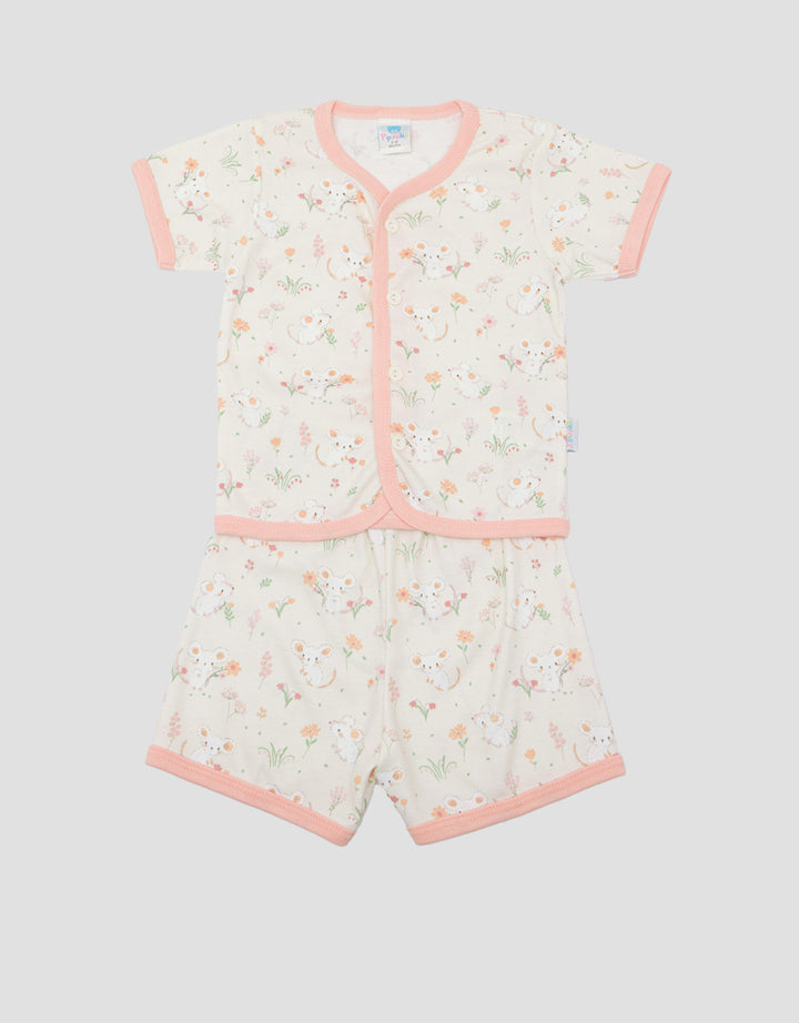 Pipiniko Flower Mouse Baju Tidur Pendek Set Bayi Perempuan