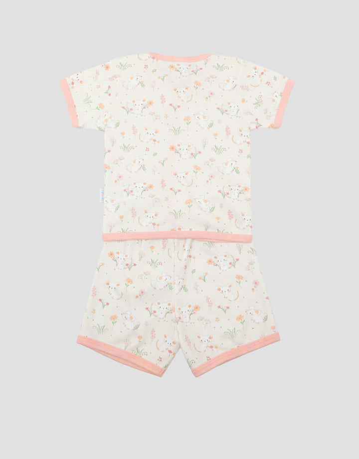 Pipiniko Flower Mouse Baju Tidur Pendek Set Bayi Perempuan