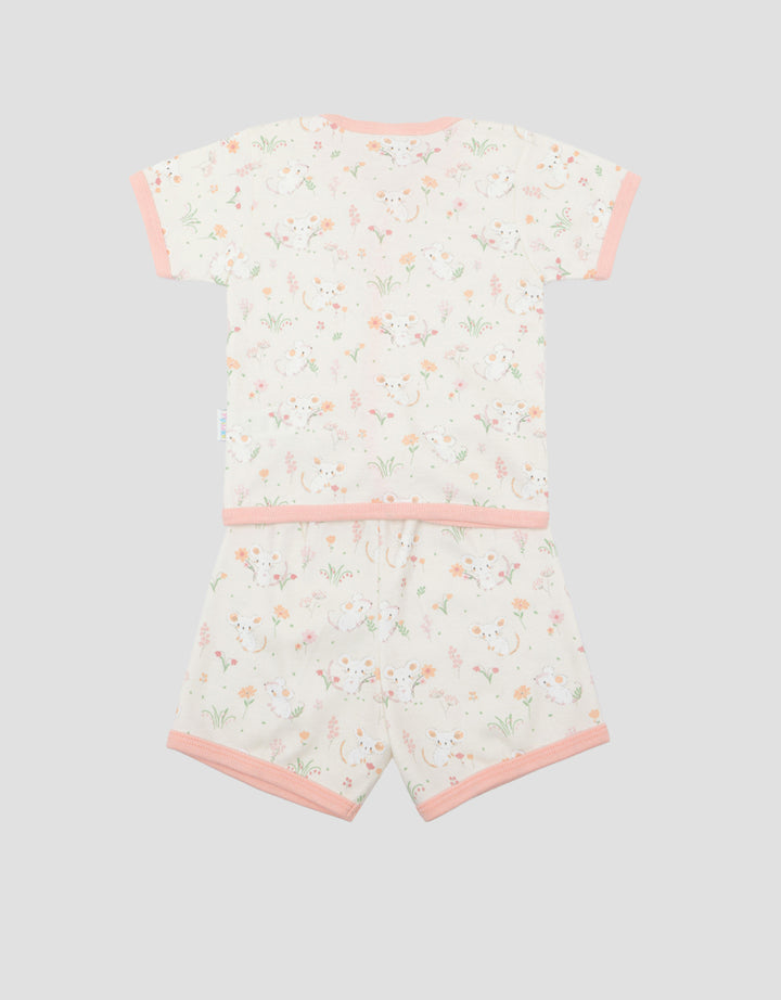 Pipiniko Flower Mouse Baju Tidur Pendek Set Bayi Perempuan