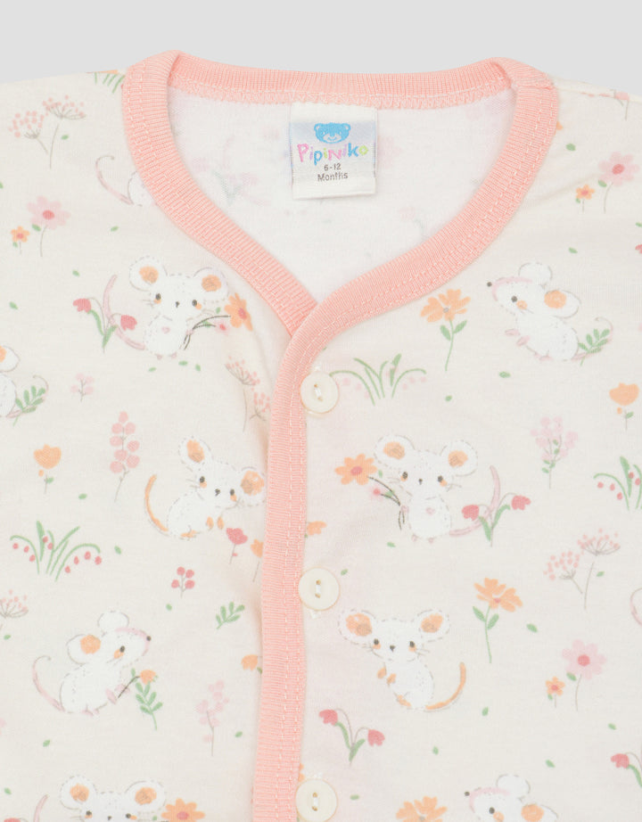 Pipiniko Flower Mouse Baju Tidur Pendek Set Bayi Perempuan