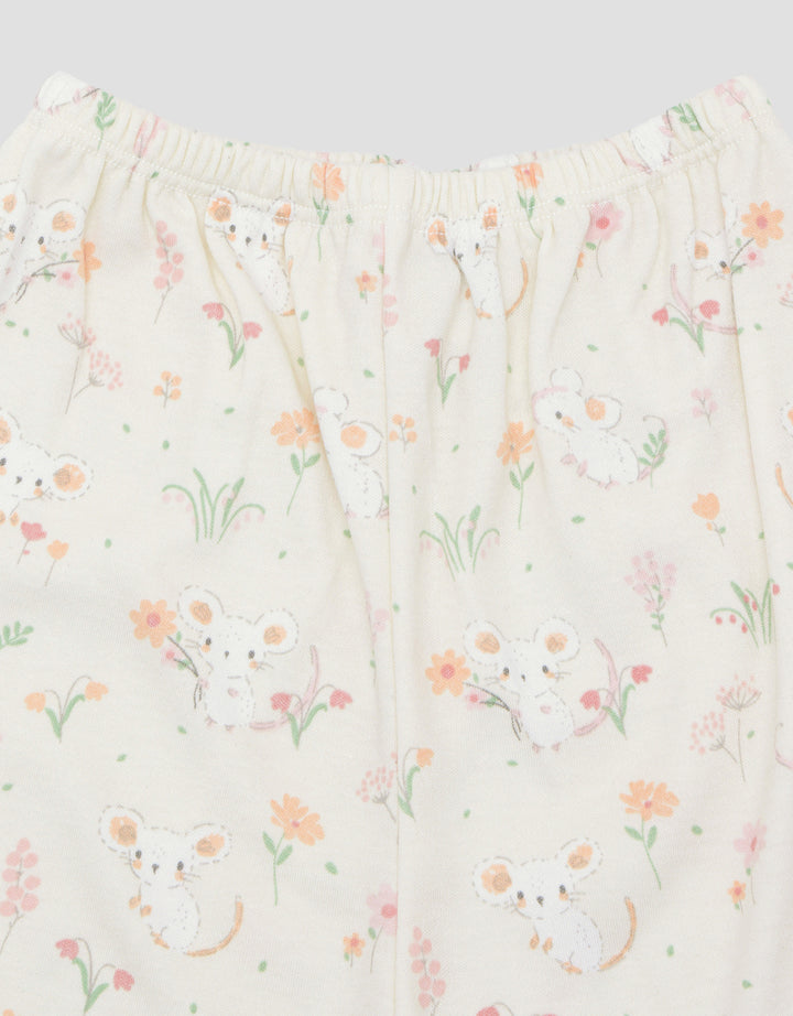Pipiniko Flower Mouse Baju Tidur Pendek Set Bayi Perempuan