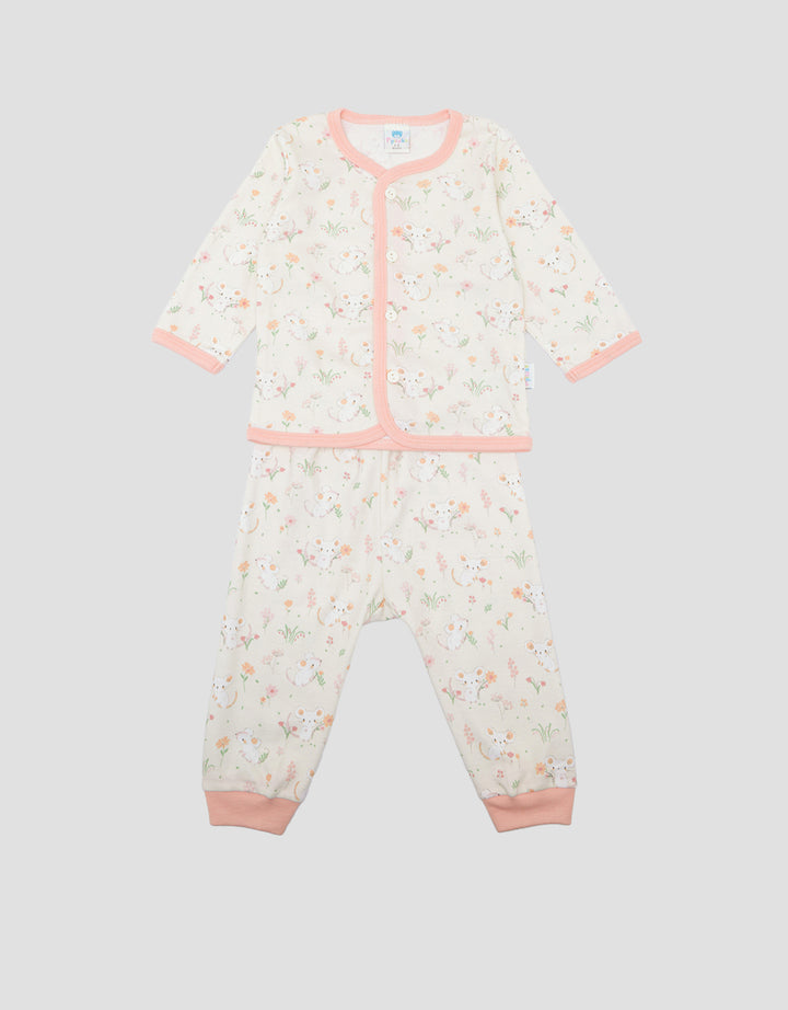 Pipiniko Flower Mouse Baju Tidur Panjang Set Bayi Perempuan