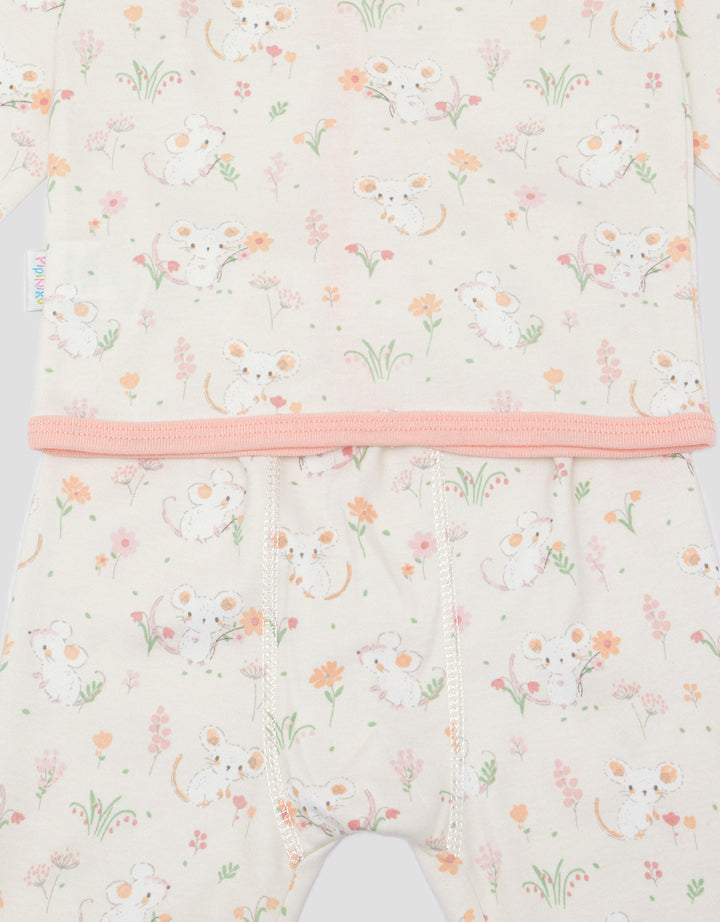Pipiniko Flower Mouse Baju Tidur Panjang Set Bayi Perempuan