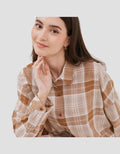 Graphis Kemeja Kancing Depan Kemeja Motif Kotak-Kotak Wanita