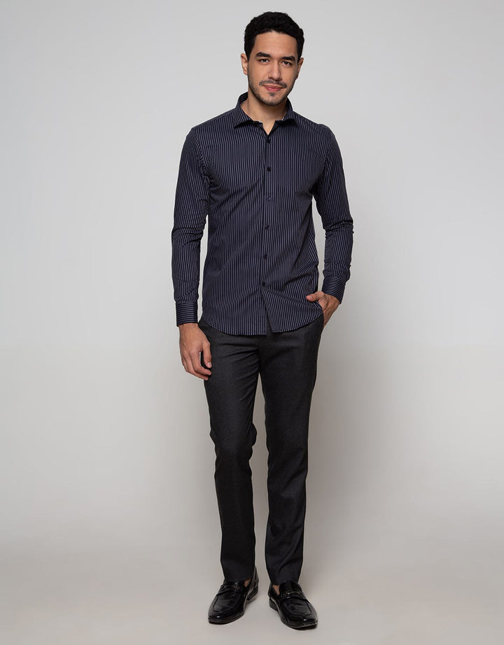 Cardinal Formal Kemeja Lengan Panjang Print Stripe