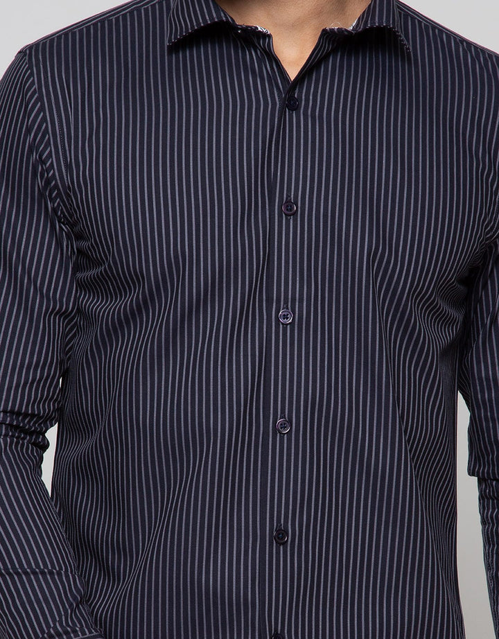 Cardinal Formal Kemeja Lengan Panjang Print Stripe