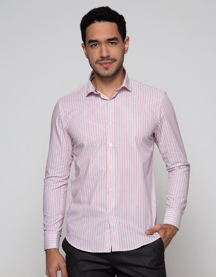 Cardinal Formal Kemeja Lengan Panjang Print Stripe