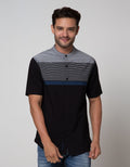 Cardinal Jeans Kemeja Koko Lengan Pendek Print Chest Stripes