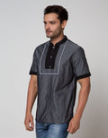 Cardinal Jeans Kemeja Koko Lengan Pendek Cubes Print