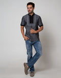 Cardinal Jeans Kemeja Koko Lengan Pendek Cubes Print