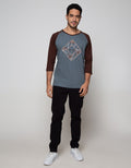 T Zone Raglan T-Shirt Print Geometric Nature