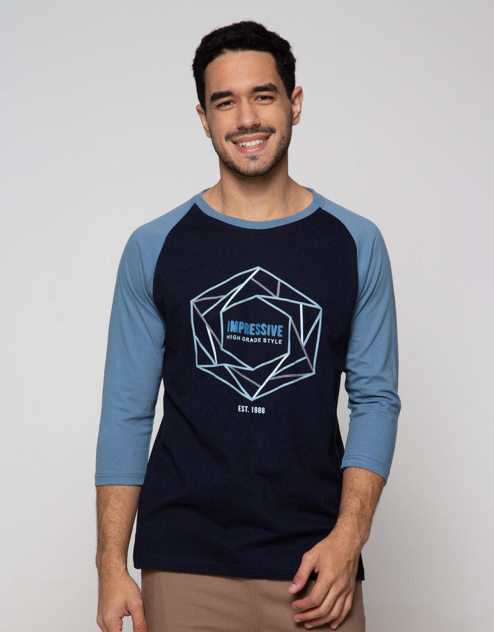 T Zone Raglan T-Shirt Print Geometric Impressive