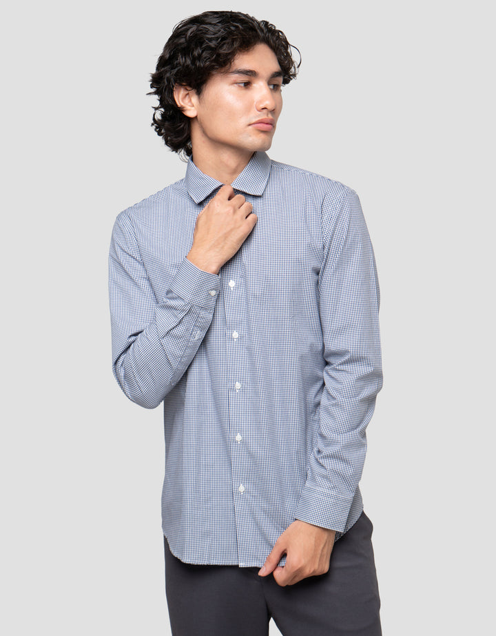 Cardinal Formal Full Print Check Kemeja Lengan Panjang Pria