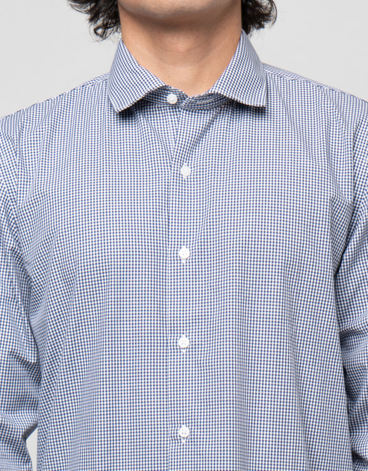 Cardinal Formal Full Print Check Kemeja Lengan Panjang Pria