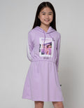 Nevada Long Sleeve Midi Dress Hoodie Serut Pinggang Fotoprint